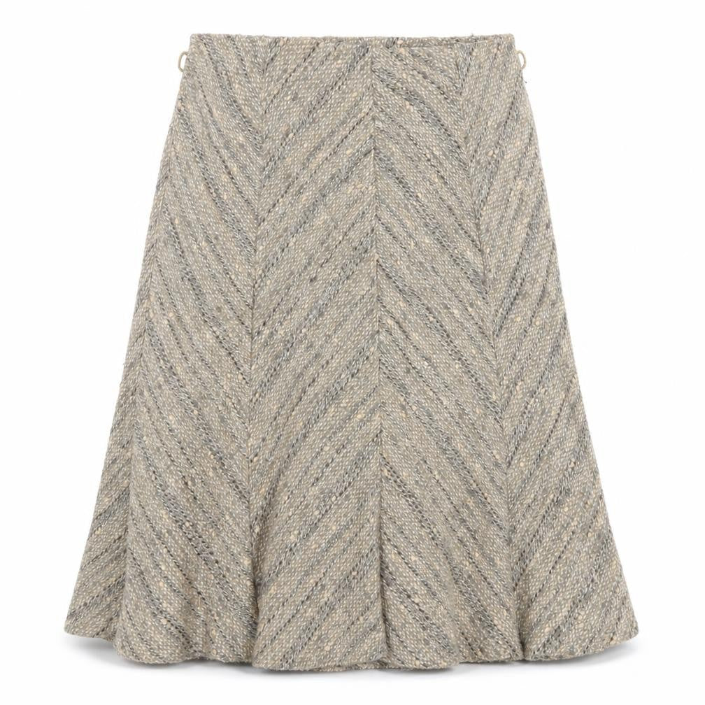 Marks & Spencer Womens Beige Geometric Polyester Swing Skirt Size 12 Zip