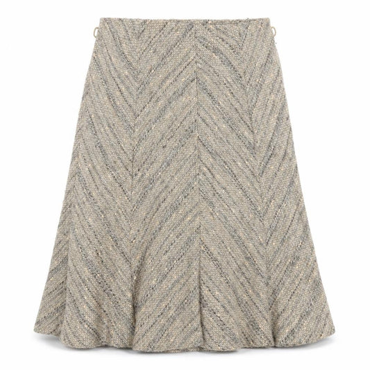 Marks & Spencer Womens Beige Geometric Polyester Swing Skirt Size 12 Zip