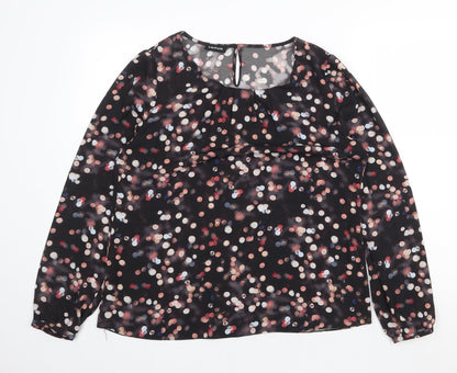 Taifun Womens Black Polka Dot Polyester Basic Blouse Size XL Boat Neck
