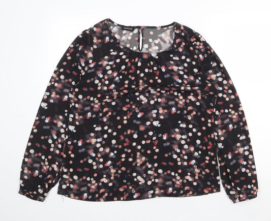 Taifun Womens Black Polka Dot Polyester Basic Blouse Size XL Boat Neck