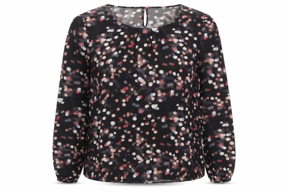 Taifun Womens Black Polka Dot Polyester Basic Blouse Size XL Boat Neck