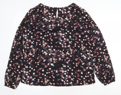 Taifun Womens Black Polka Dot Polyester Basic Blouse Size XL Boat Neck