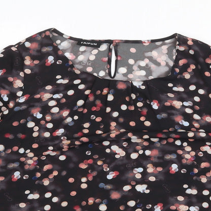 Taifun Womens Black Polka Dot Polyester Basic Blouse Size XL Boat Neck