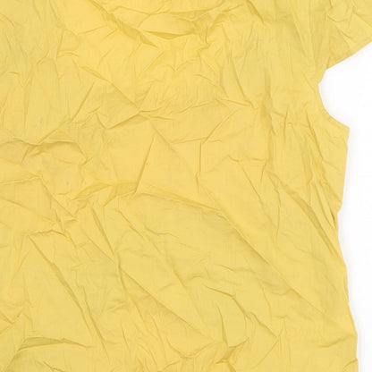 MK Womens Yellow Cotton Basic Blouse Size 18 Scoop Neck