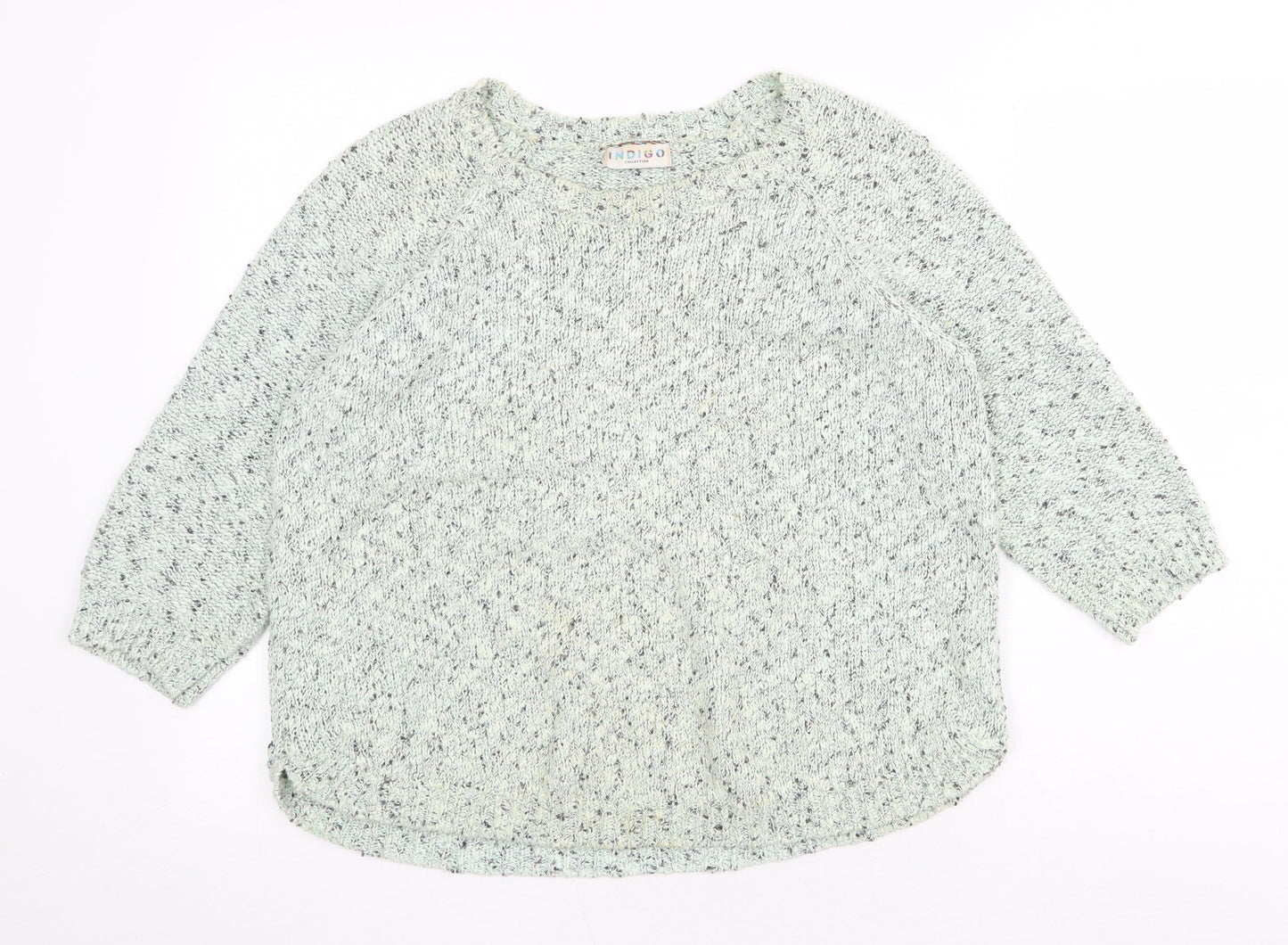 Marks and Spencer Womens Green Round Neck Cotton Pullover Jumper Size 12