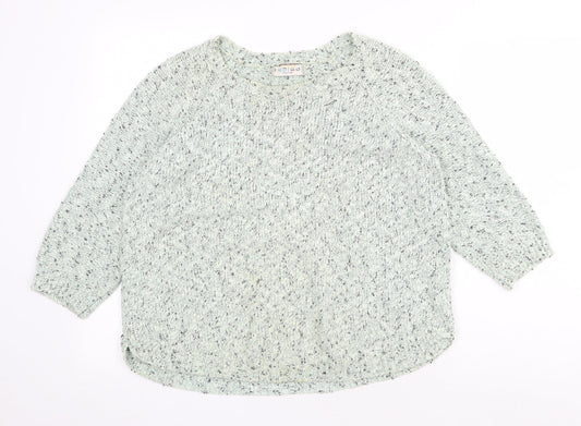 Marks and Spencer Womens Green Round Neck Cotton Pullover Jumper Size 12