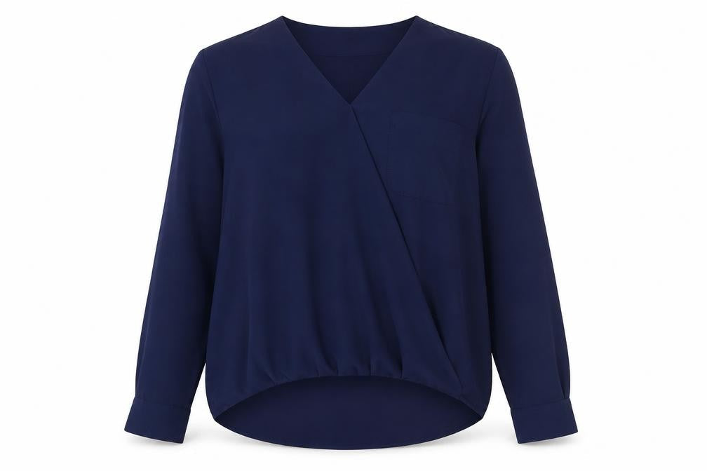 Topshop Womens Blue Polyester Basic Blouse Size 10 V-Neck