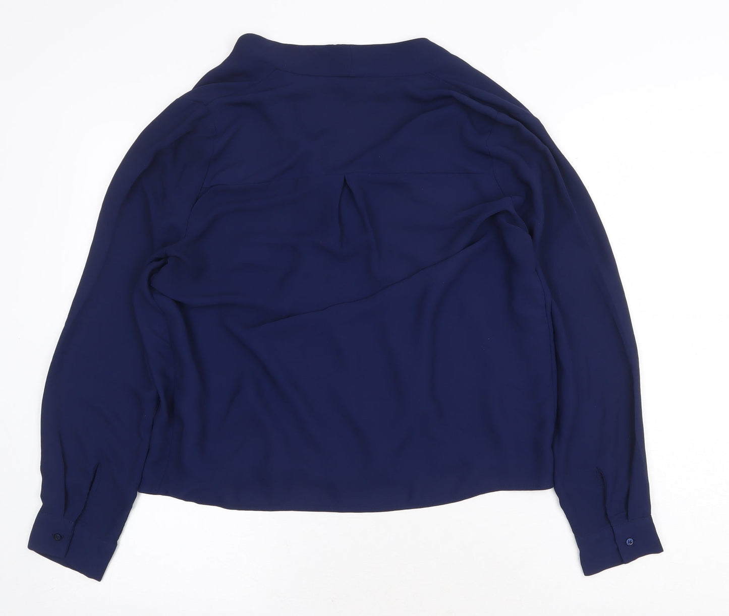 Topshop Womens Blue Polyester Basic Blouse Size 10 V-Neck