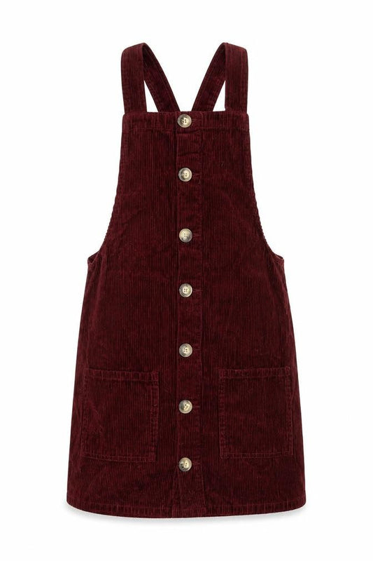 Denim & Co. Womens Red Cotton Pinafore/Dungaree Dress Size 6 Square Neck Button