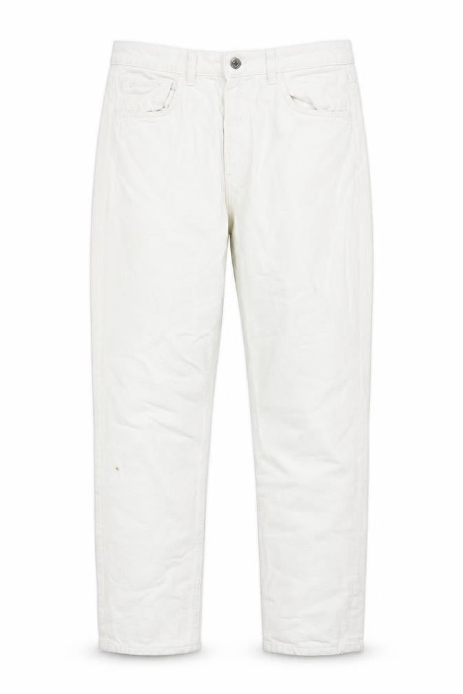Bershka Womens White Cotton Straight Jeans Size 8 Regular Zip