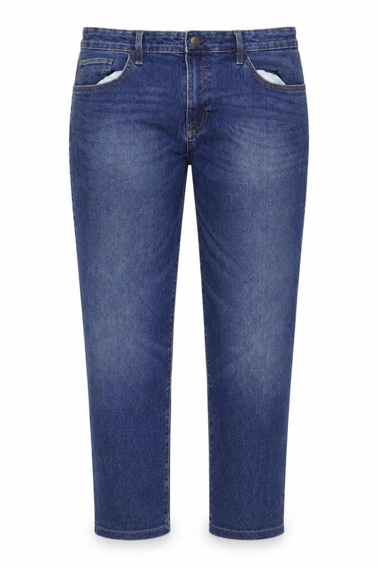 Easy Denim Womens Blue Cotton Straight Jeans Size 40 in Regular Zip