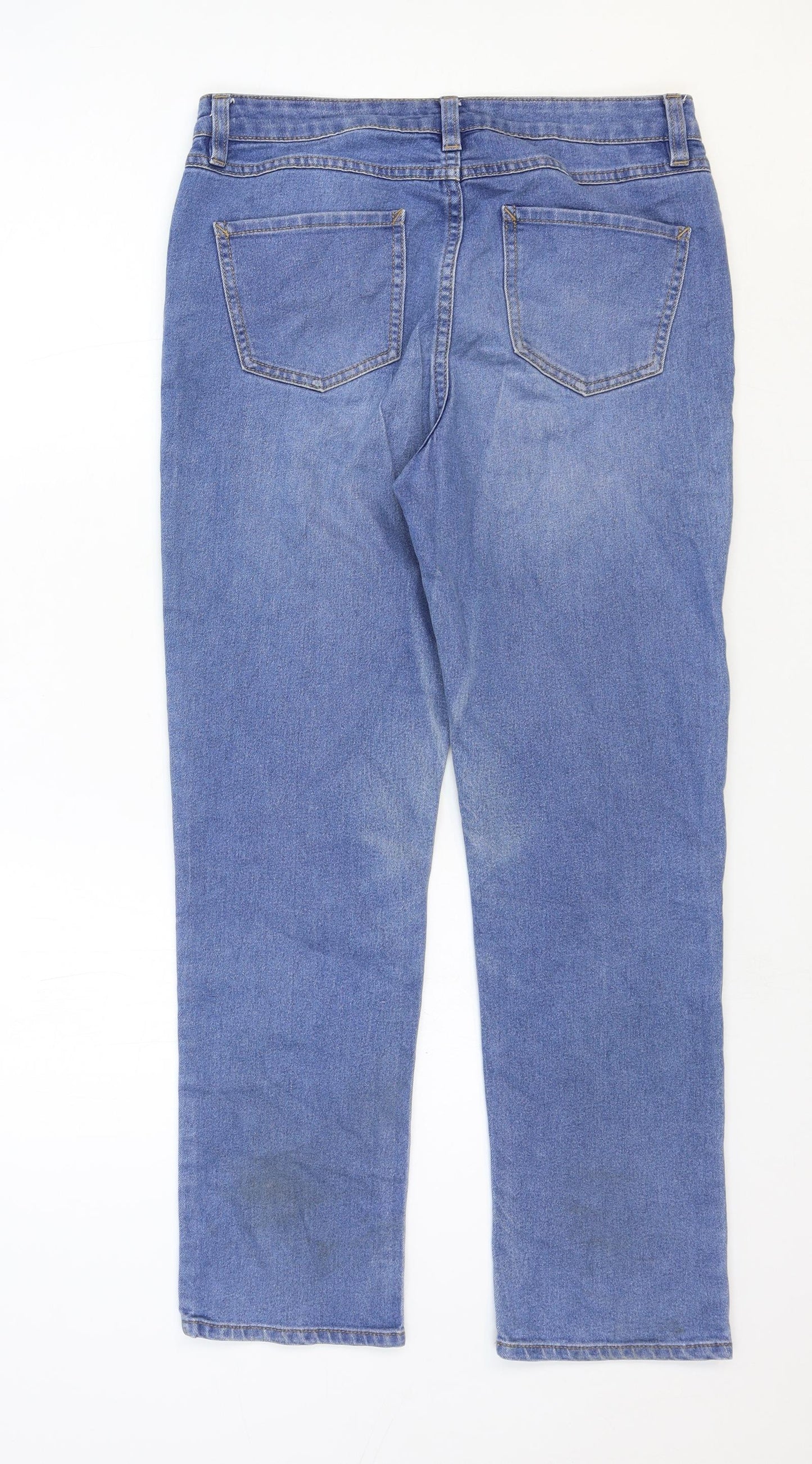 Denim Womens Blue Cotton Straight Jeans Size 12 Regular Zip
