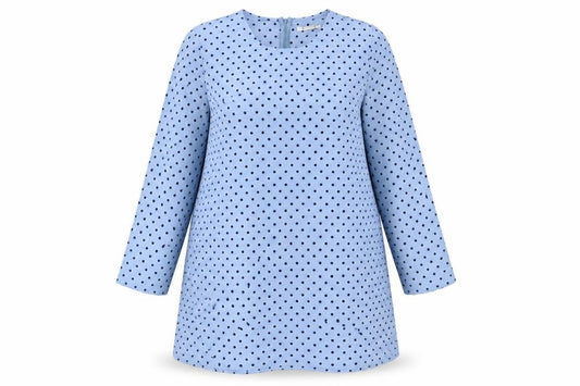 Glamorous Womens Blue Polka Dot Polyester Shirt Dress Size 16 Round Neck Zip