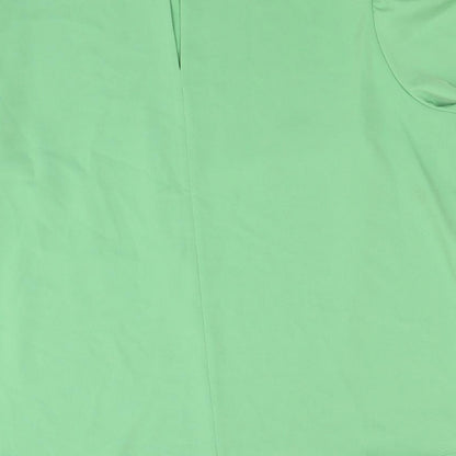 Preworn Womens Green Polyester Basic Blouse Size 14 Round Neck
