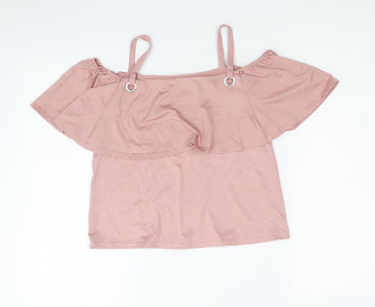 Atmosphere Womens Pink Polyester Basic Blouse Size 8 Square Neck
