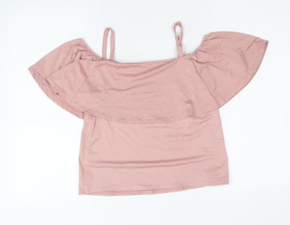 Atmosphere Womens Pink Polyester Basic Blouse Size 8 Square Neck