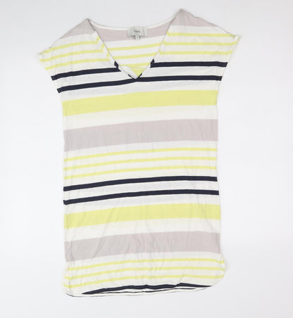 Next Womens Multicoloured Striped Viscose A-Line Size 6 V-Neck Pullover