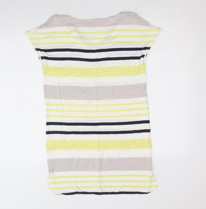 Next Womens Multicoloured Striped Viscose A-Line Size 6 V-Neck Pullover