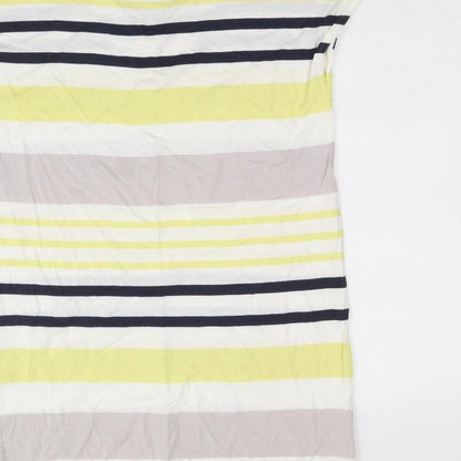 Next Womens Multicoloured Striped Viscose A-Line Size 6 V-Neck Pullover