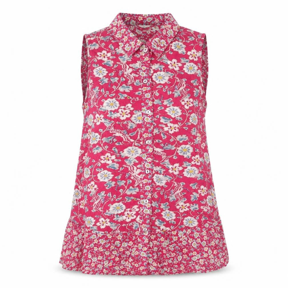Monsoon Womens Pink Floral Viscose Basic Button-Up Size 8 Collared