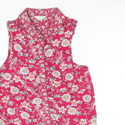 Monsoon Womens Pink Floral Viscose Basic Button-Up Size 8 Collared