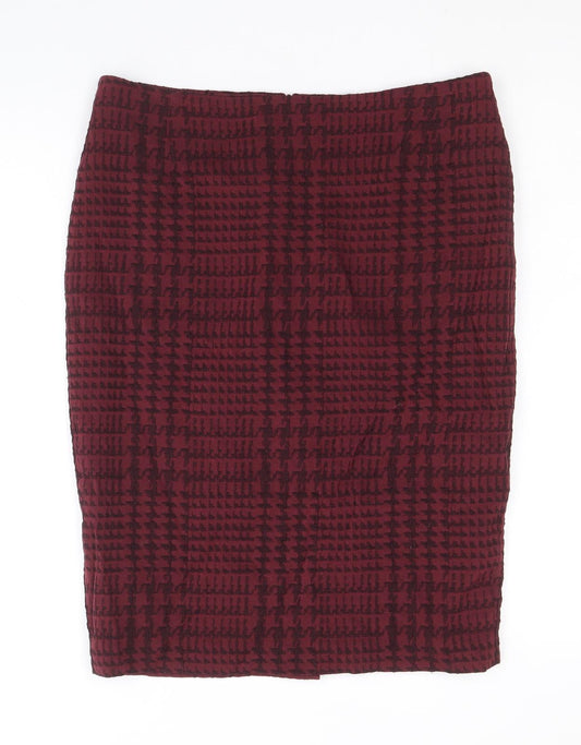 Planet Womens Red Geometric Viscose Straight & Pencil Skirt Size 10 Zip