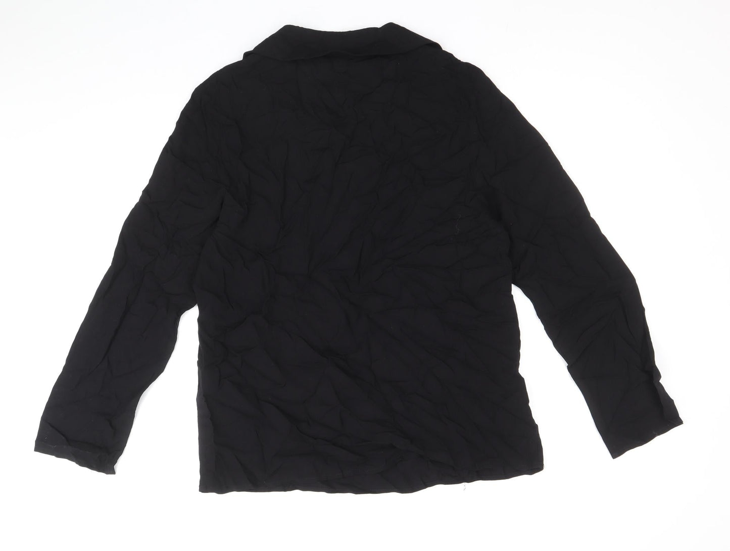 Natura Womens Black Viscose Basic Blouse Size L Collared