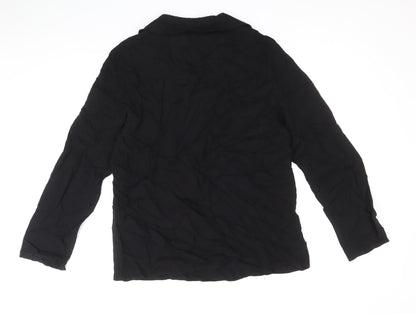 Natura Womens Black Viscose Basic Blouse Size L Collared