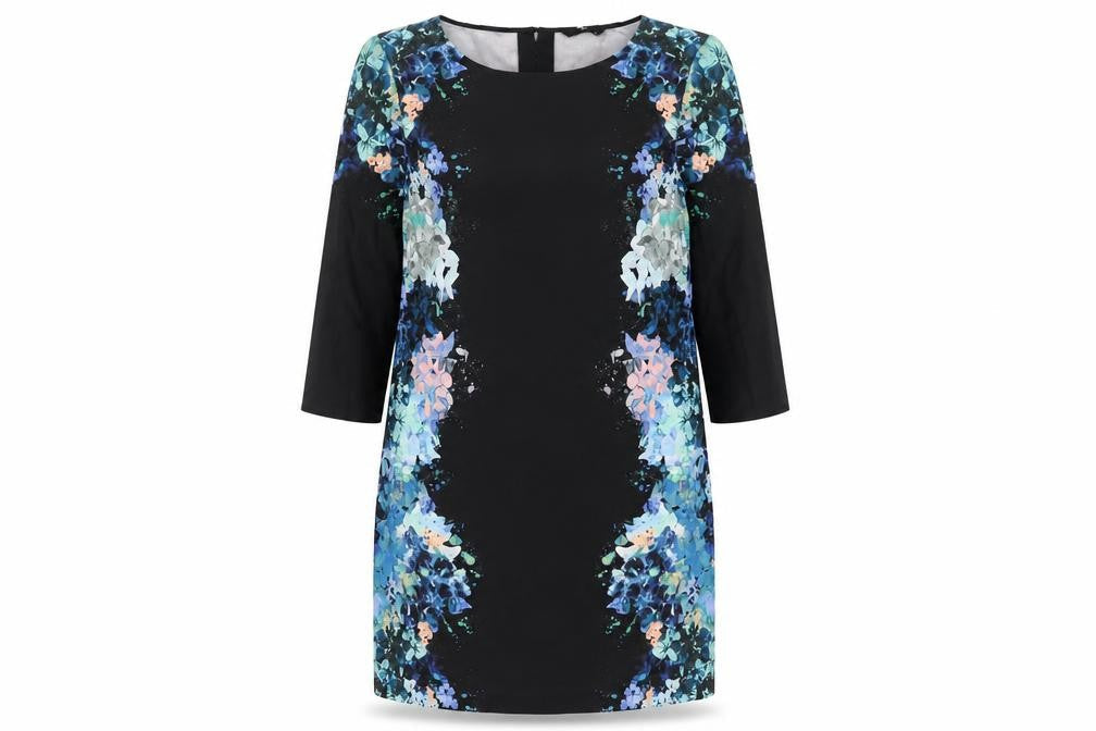 H&M Womens Black Polyester Shift Size 10 Round Neck Button