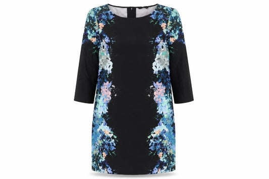 H&M Womens Black Polyester Shift Size 10 Round Neck Button