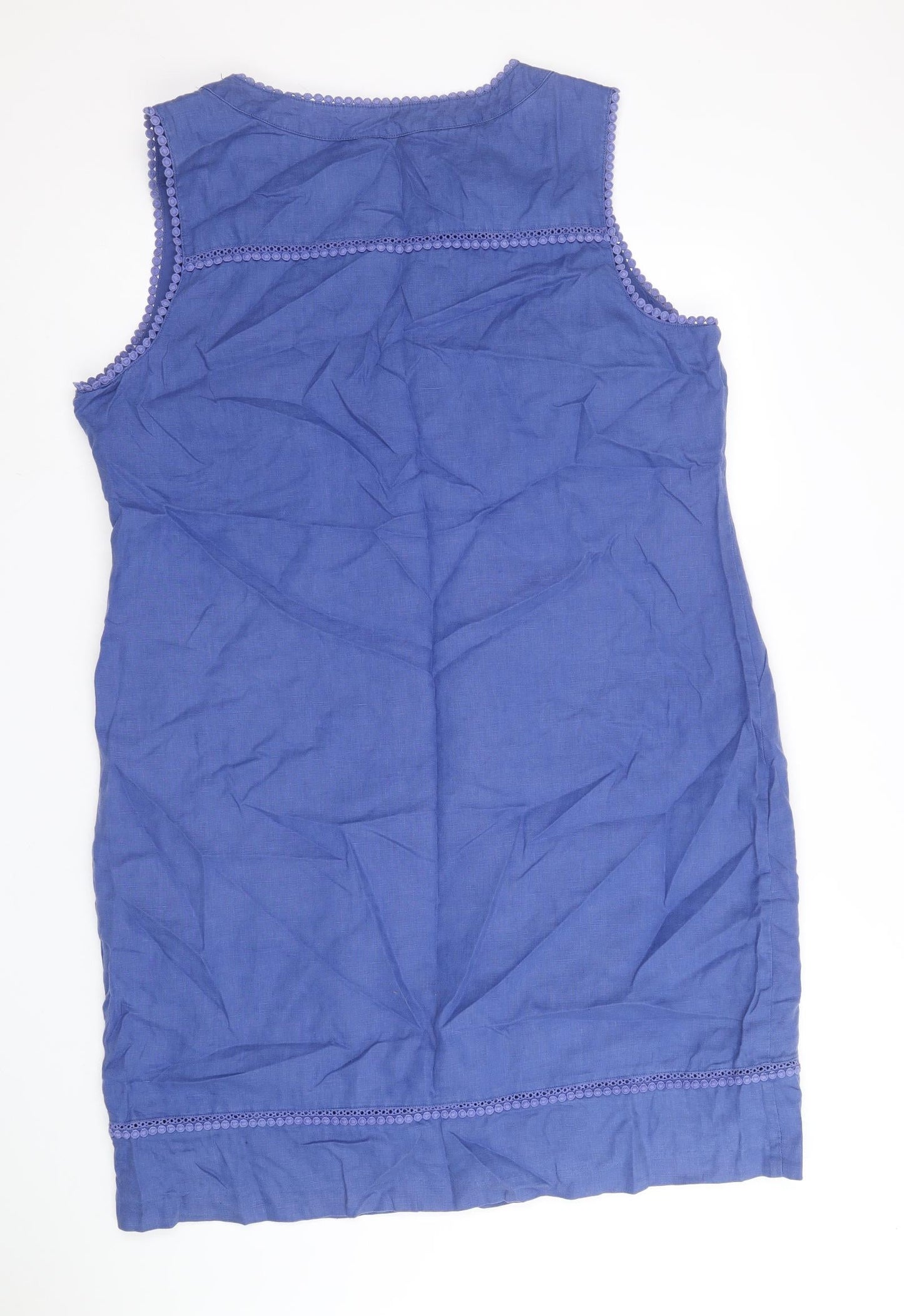 Baby Boden Womens Blue Linen Shift Size 20 V-Neck Zip
