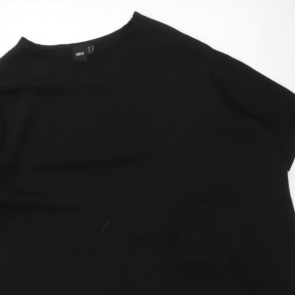 ASOS Womens Black Polyester T-Shirt Dress Size 10 Round Neck Pullover