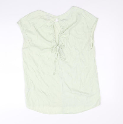 Primark Womens Green Polyester Basic Blouse Size 10 Boat Neck - Tie Back Detail