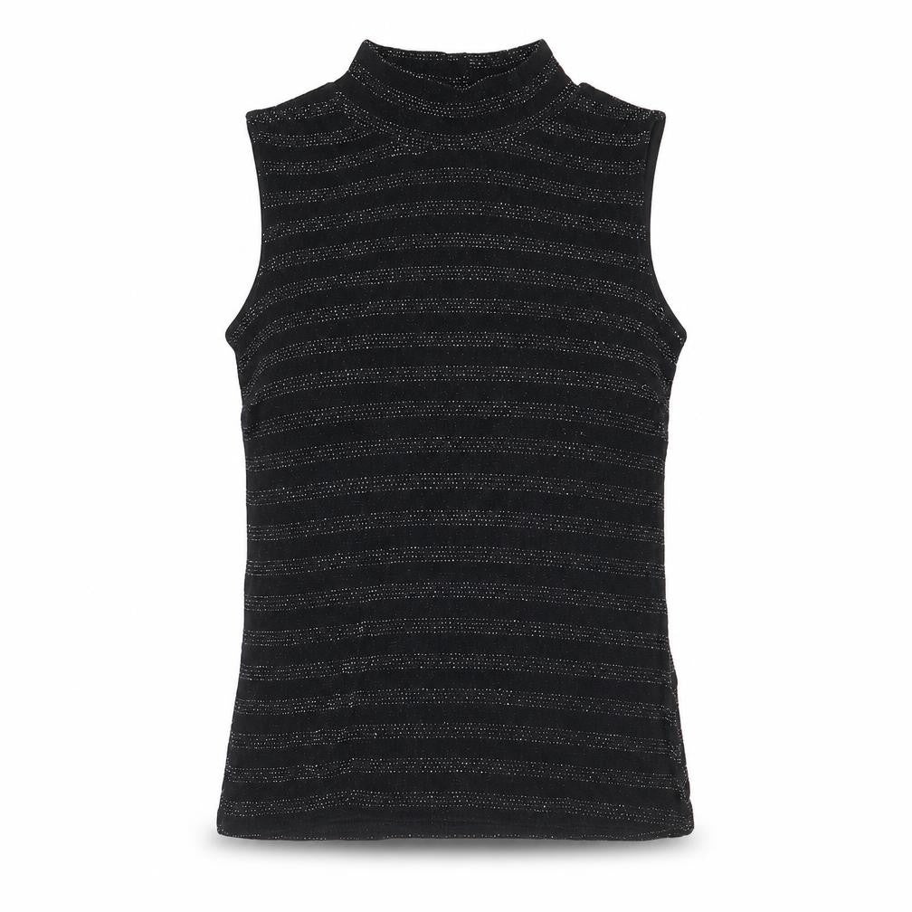 Atmosphere Womens Black Striped Nylon Basic Tank Size 10 Mock Neck