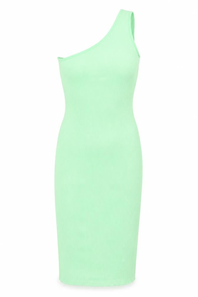 Bershka Womens Green Polyamide Bodycon Size S Off the Shoulder Pullover