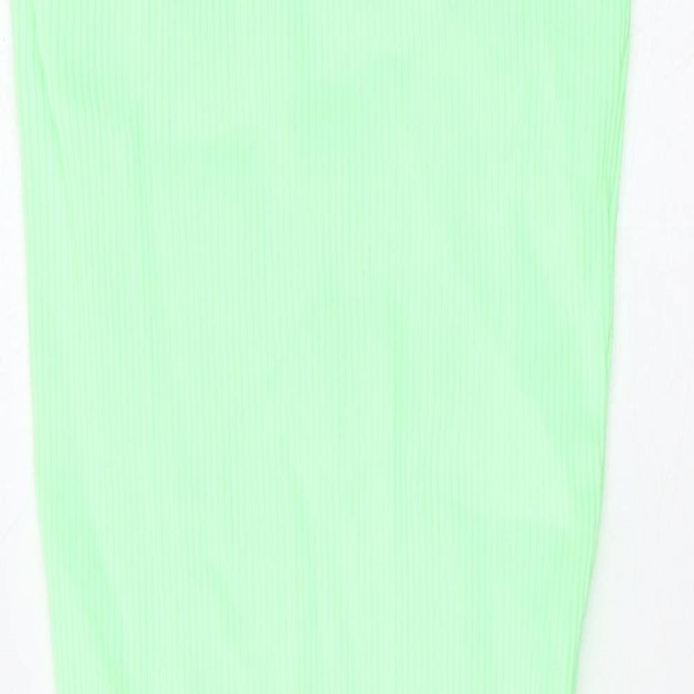 Bershka Womens Green Polyamide Bodycon Size S Off the Shoulder Pullover