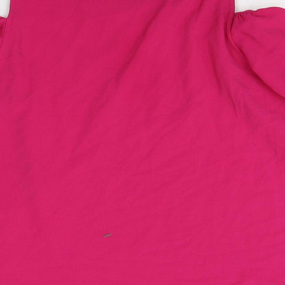 Atmosphere Womens Pink Polyester Basic Button-Up Size 8 Round Neck
