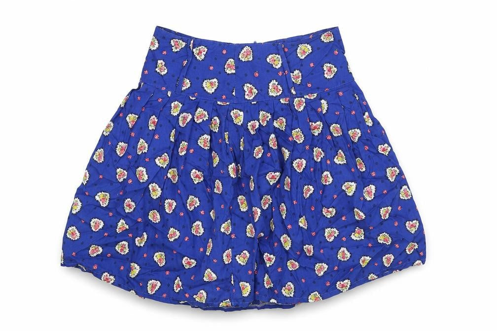 Preworn Womens Blue Floral Polyester Tulip Skirt Size 28 in Zip