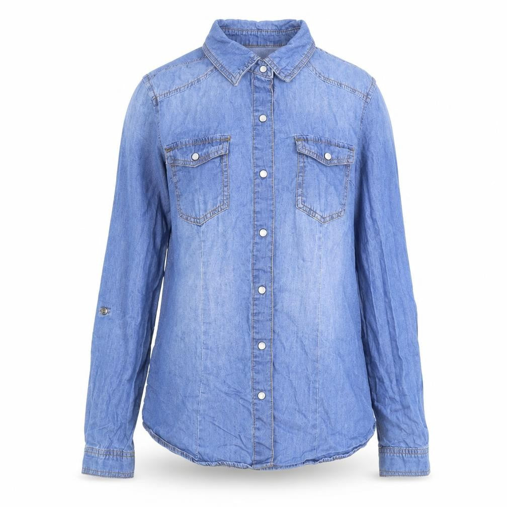 CI SONO Womens Blue 100% Cotton Basic Button-Up Size M Collared