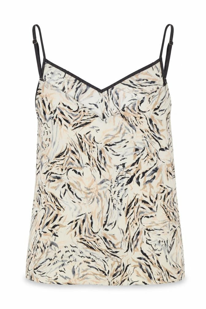 Primark Womens Brown Geometric Polyester Basic Tank Size M V-Neck