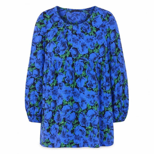Primark Womens Blue Floral Viscose Shift Size 12 V-Neck Pullover