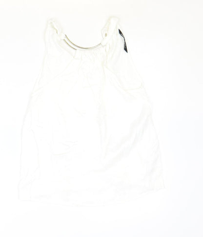 Zara Womens Ivory Viscose Basic Tank Size XS Round Neck