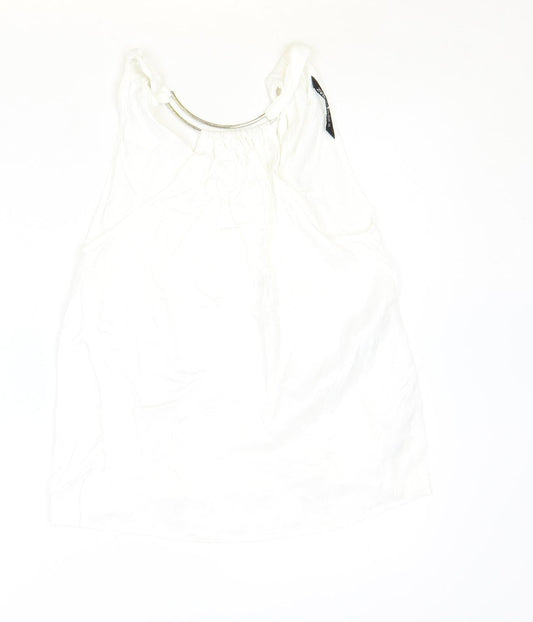 Zara Womens Ivory Viscose Basic Tank Size XS Round Neck