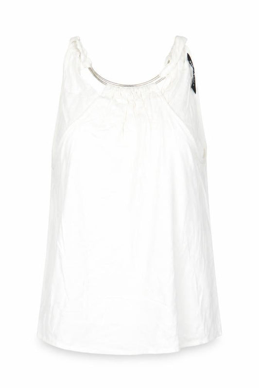 Zara Womens Ivory Viscose Basic Tank Size XS Round Neck