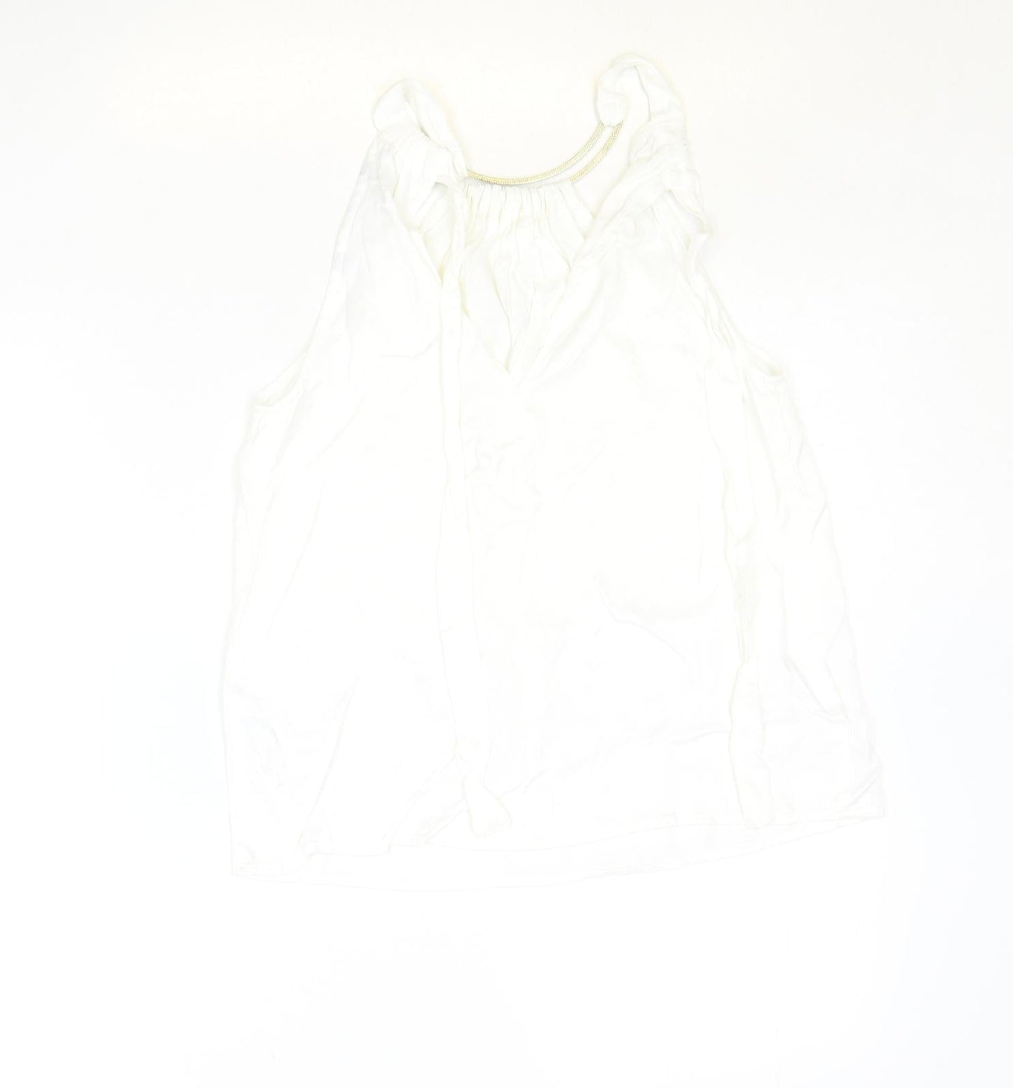 Zara Womens Ivory Viscose Basic Tank Size XS Round Neck