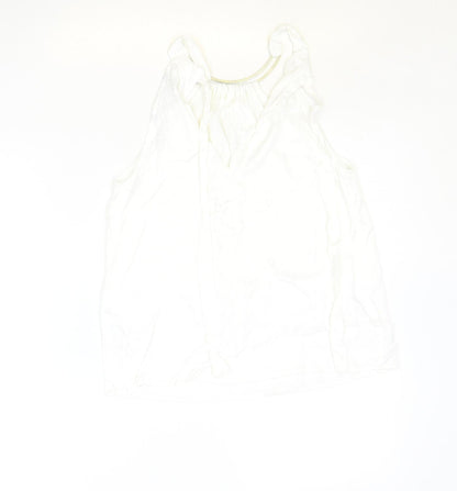 Zara Womens Ivory Viscose Basic Tank Size XS Round Neck