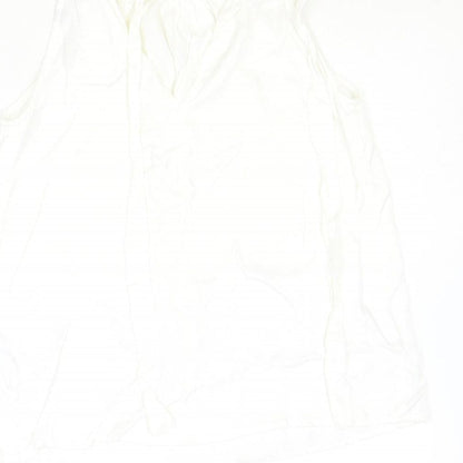 Zara Womens Ivory Viscose Basic Tank Size XS Round Neck