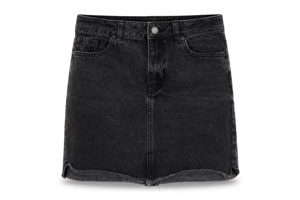 New Look Womens Grey Cotton Mini Skirt Size 10 Button
