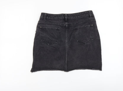 New Look Womens Grey Cotton Mini Skirt Size 10 Button