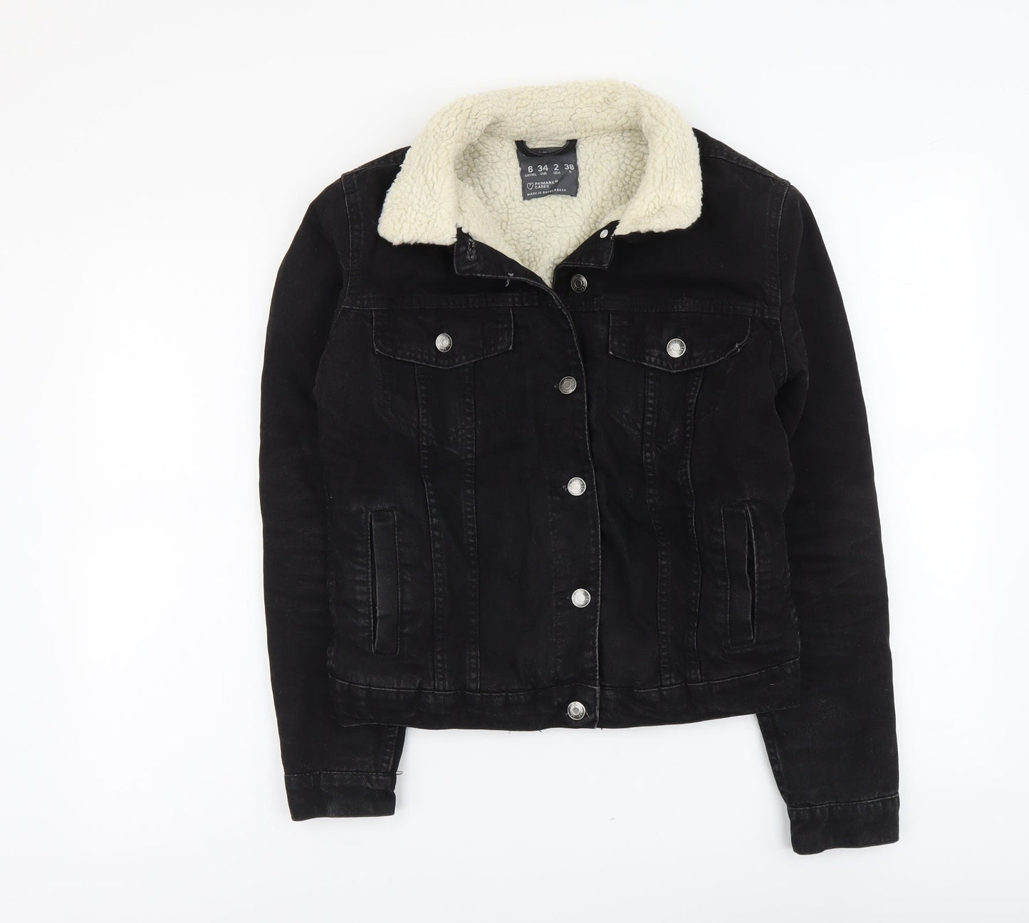 Denim & Co. Womens Black Jacket Size 6 Button